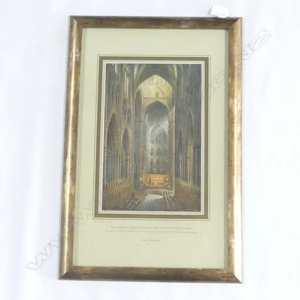 BERESFORD, Frank (UK 1881-1967), 'American Thanksgiving Day Service...', Lithoprint, Signed, 370mm x 220mm Image 1++