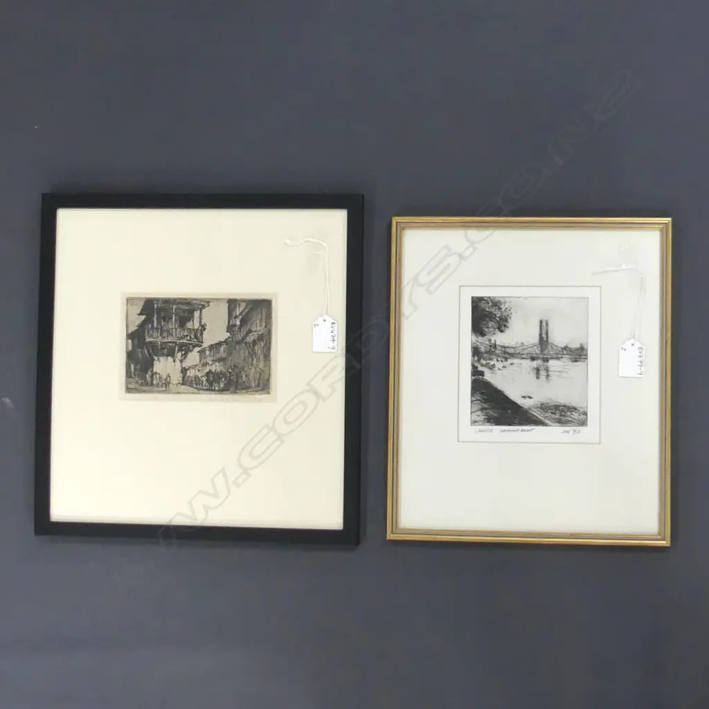 FRANK BRANGWYN SIGNED ETCHING;  150 X 90MM + SIGNED ETCHING 'CHELSEA EMBANKMENT 'SW '82 110 X 125MM Image 1++