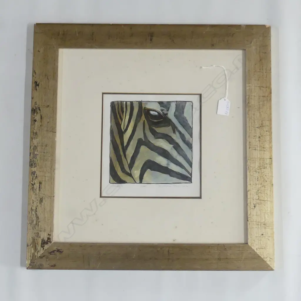 RUSSELL JACKSON W/C 'ZEBRA' signed dated 2000 & entitled 200x200mm Image 1++