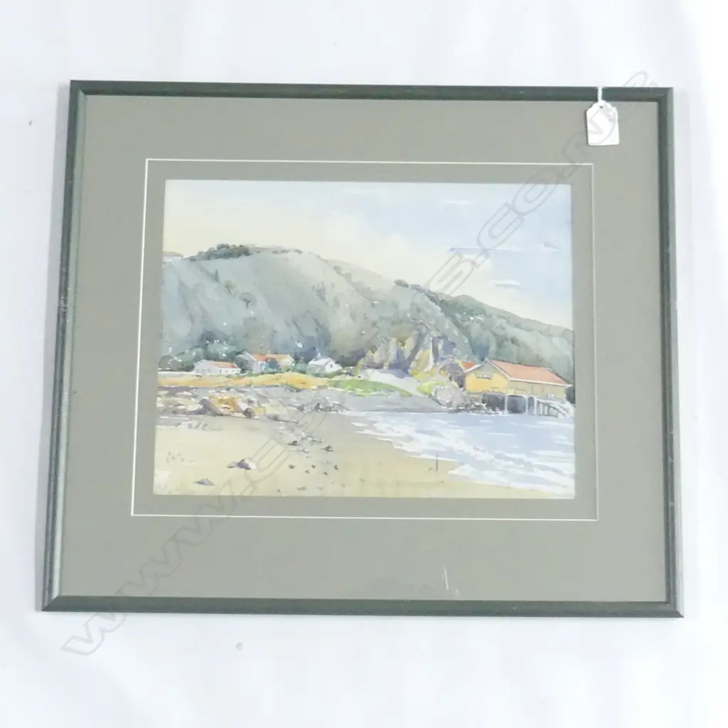MAUNSELL, Julian (NZ c.1915-1935), Houses on Beach, W/C, signed, 250mm x 320mm Image 1++