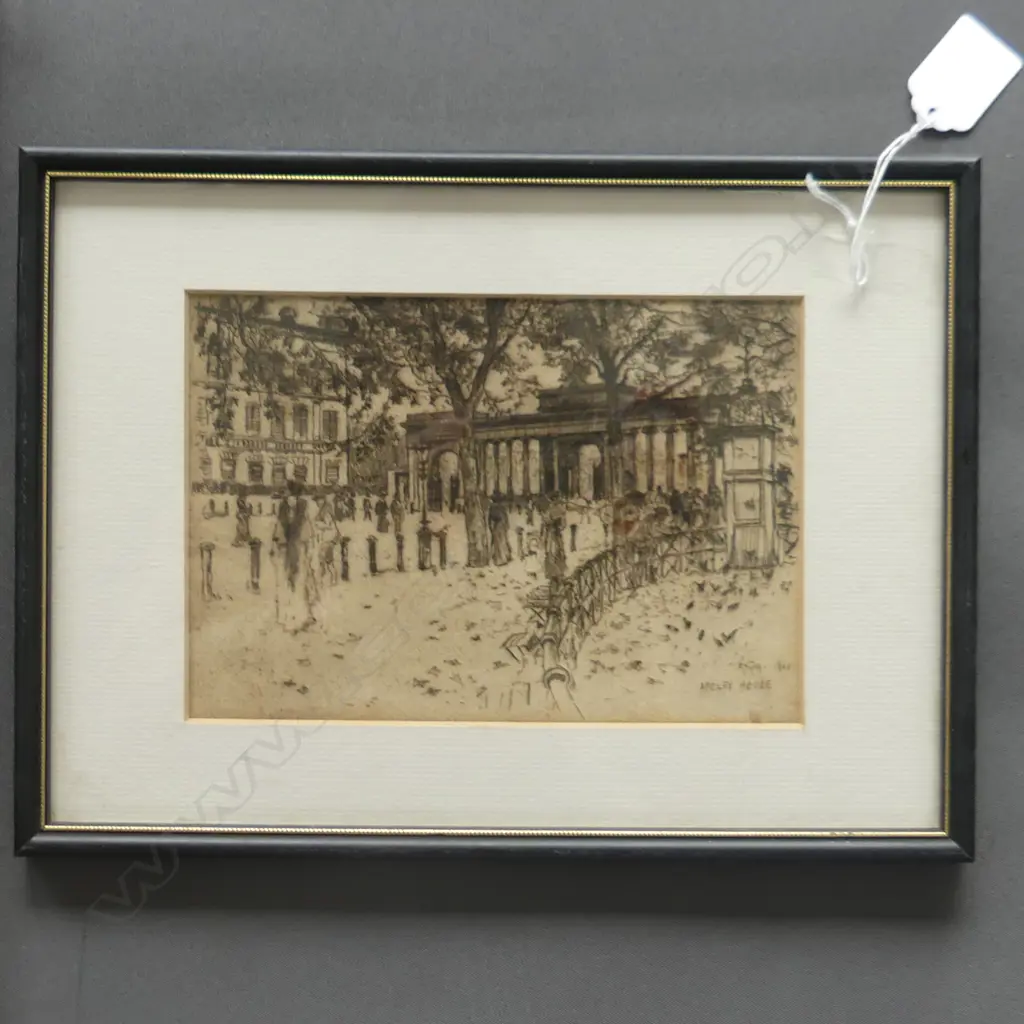 2 ETCHINGS; R. GOFF C900 'APSLEY HOUSE' 1901, 180 X 125MM & A SIMMONS 'GROUVILLE BAY, JERSEY, SIGNED, 200 X 150MM Image 1++