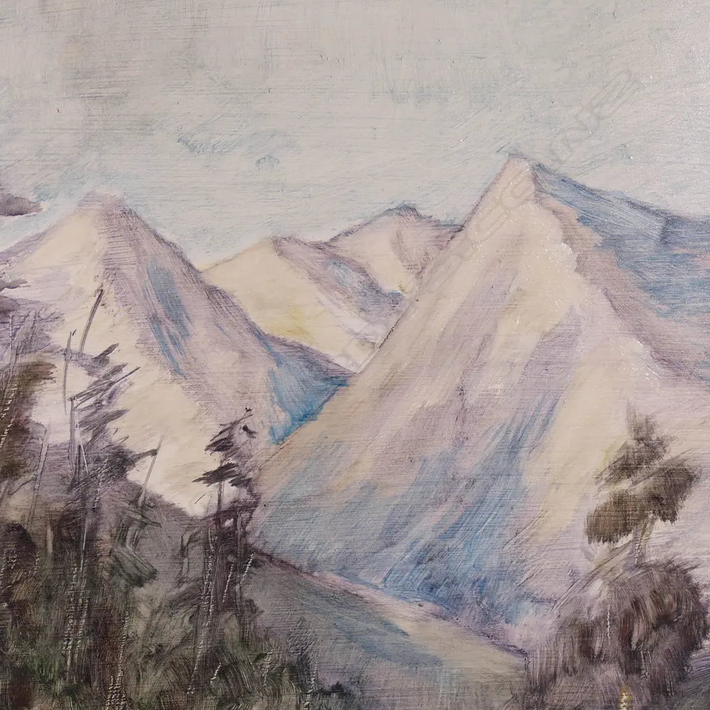 OIL SOUTH ISLAND  MOUNTAINS SIGNED EJ HARPER 600 BY 440 Image 1++