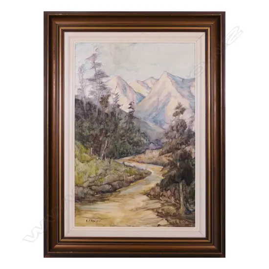 OIL SOUTH ISLAND  MOUNTAINS SIGNED EJ HARPER 600 BY 440