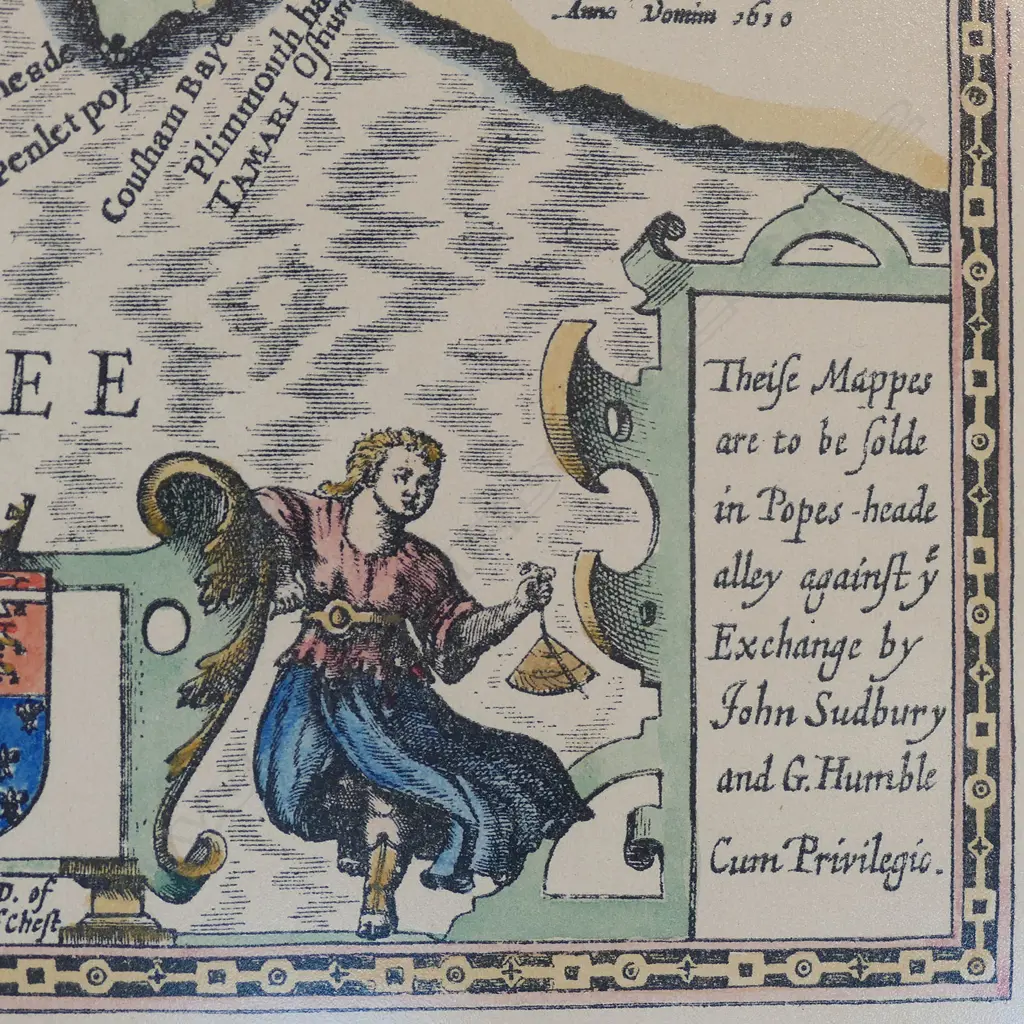 FRAMED MAP OF CORNWALL DATED 1630 600BY490 Image 1++