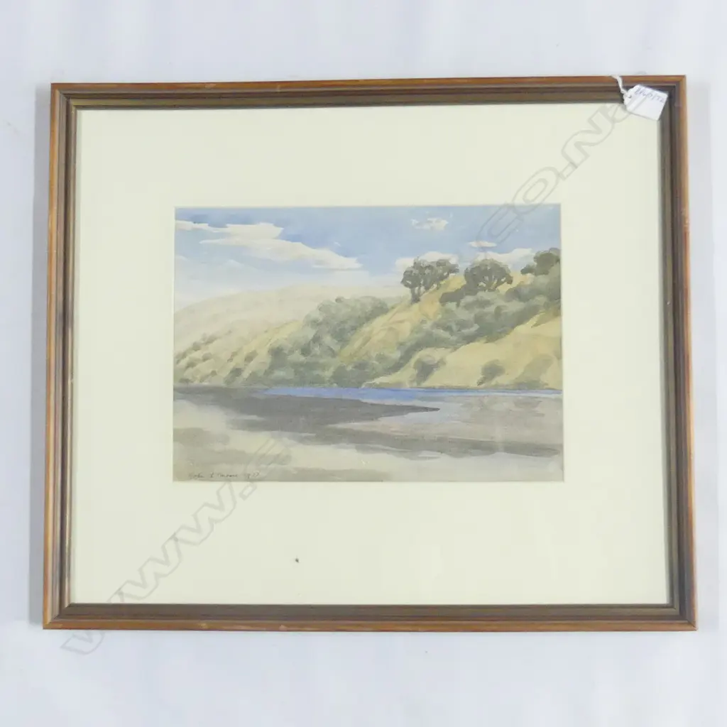 MOORE, John Lysaght (NZ 1897-1965), River against Hills, W/C, Signed & dated 1933, 250mm x 350mm Image 1++