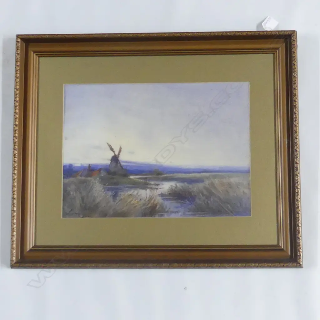 HILES, Bartram (UK 1872-1927), Windmill in Landscape, W/C, signed, 260mm x 360mm Image 1++