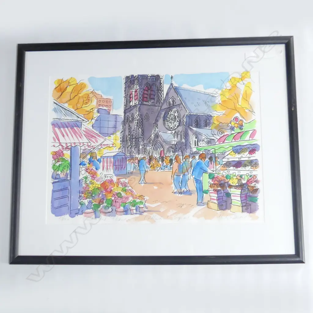 BEADLE, Philip (NZ 1959-), Fruit and Flowers, Cathedral Square, Ltd Ed Screenprint 50/100, signed, 470mm x 680mm Image 1++