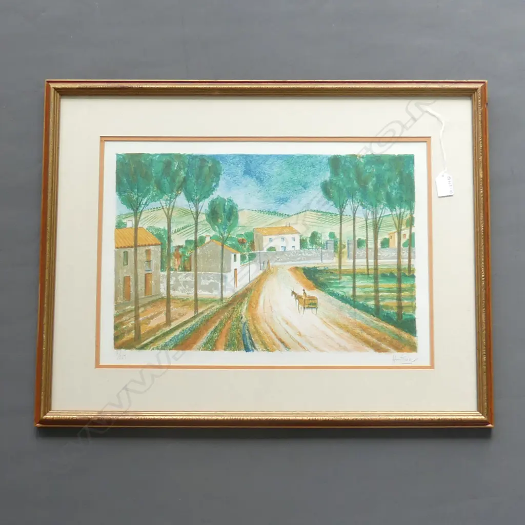 HURTUNA ' AFTERNOON IN ALSACE'  COLOURED LTD ED LITHOGRAPH,  17/265. SIGNED 470 X 300MM Image 1++