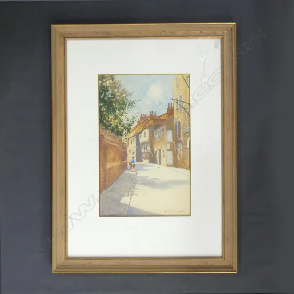 BLYTHE FLETCHER, VILLAGE SCENE, SIGNED,  WATER COLOUR ON BOARD, 320 X 500MM Image 1++