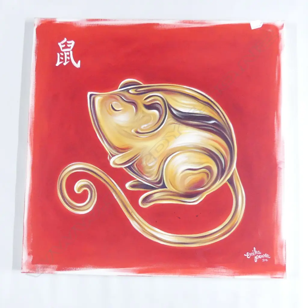 ERIKA PEARCE 'RED RATSO' ACRYLIC ON CANVAS 2019 765x765mm Image 1++