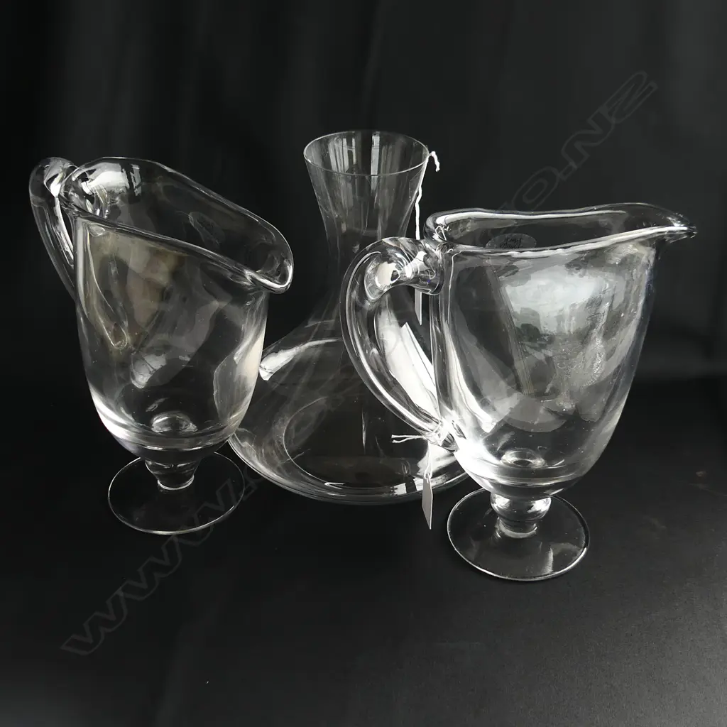 PR TALL THIN GLASS JUGS; FRENCH COUNTRY COLLECTIONS H.230mm + WINE DECANTER Image 1++