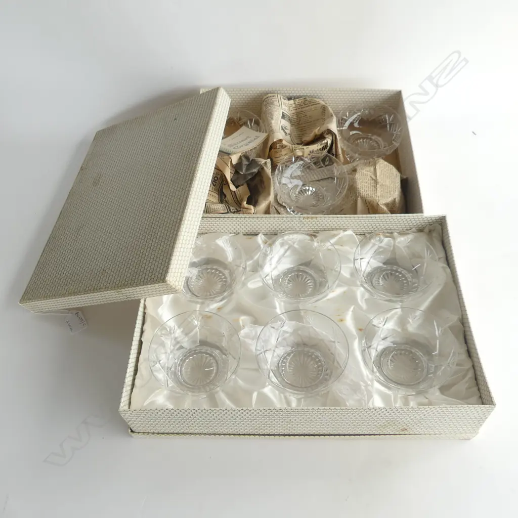 2 SETS OF 6 STUART CRYSTAL SMALL BOWLS 110mm dia, IN ORIG. BOXES Image 1++