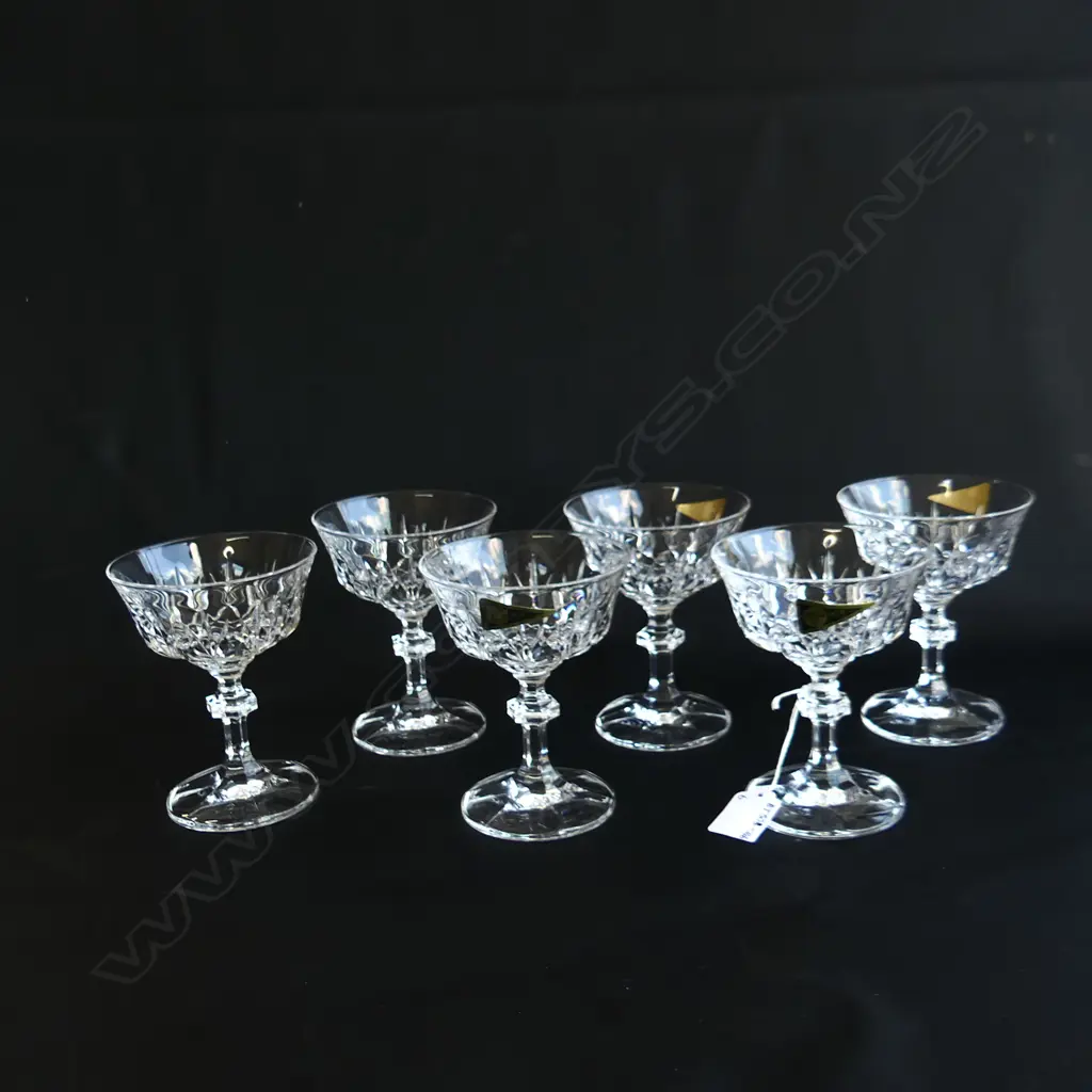 6 VINTAGE CUT CRYSTAL CHAMPAGNE SAUCERS, ITALY, H. 130MM Image 1++