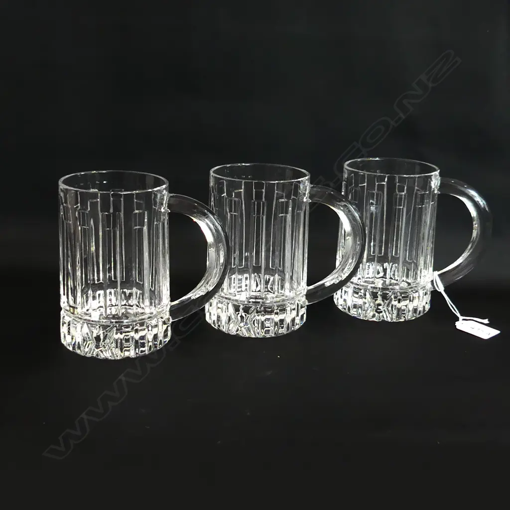 3 X TIFFANY + CO CRYSTAL BEER MUGS 1 A/F Image 1++