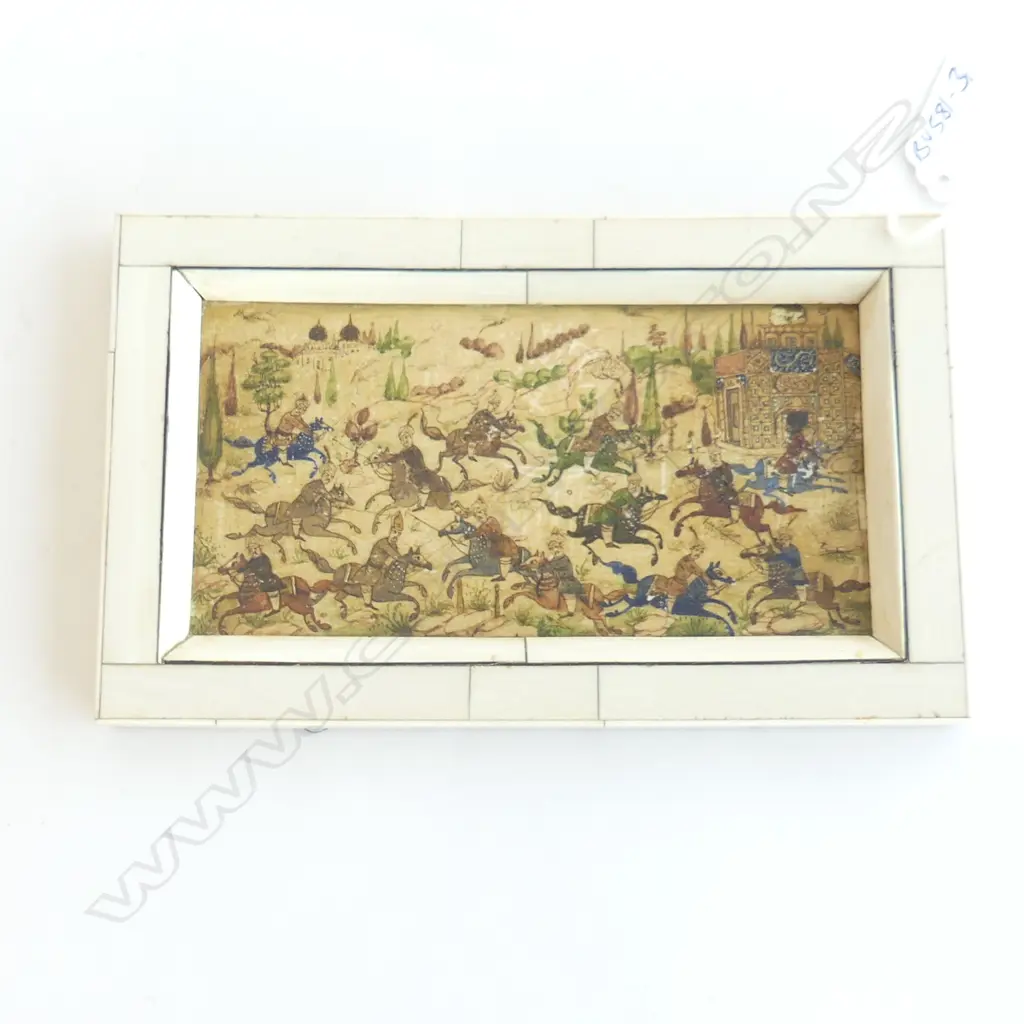 INDIAN MOGUL HUNTING SCENE IVORY FRAME 120 X 190mm Image 1++
