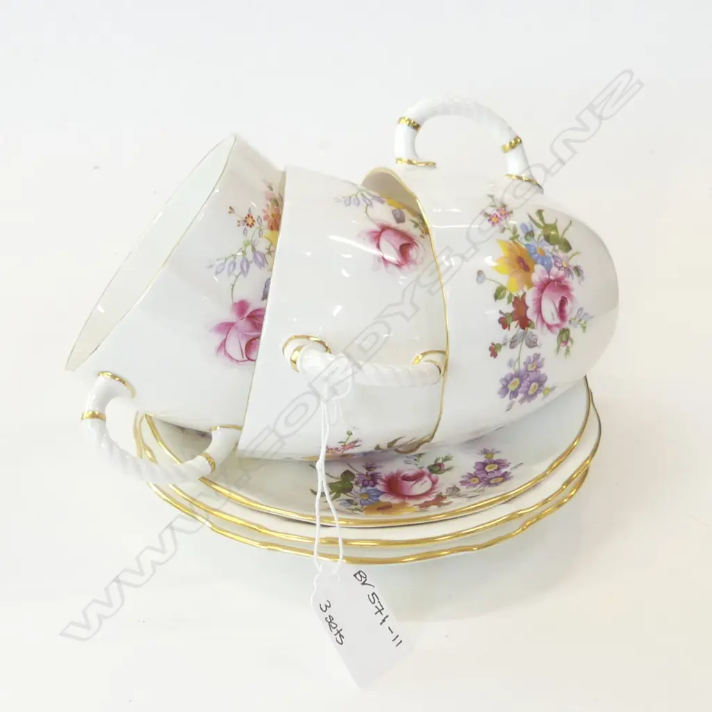 3 ROYAL CROWN DERBY, DERBY POSIES LG BREAKFAST C&S'S  Image 1++