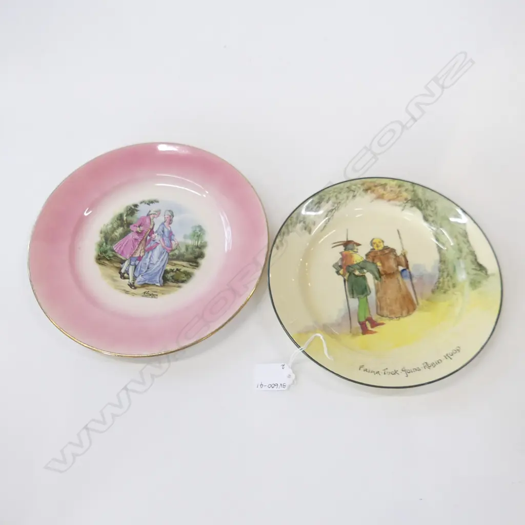 2 COLLECTABLE PLATES; CROWN LYNN FRAGONARD (DIA 235MM) & ROYAL DOULTON 'FRIAR TUCK JOINS ROBIN HOOD (DIA 215MM) (20524) Image 1++