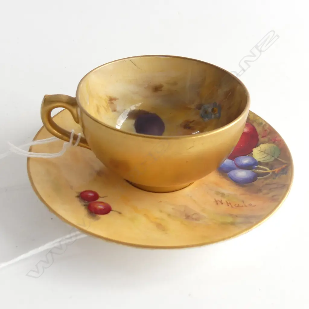 ROYAL WORCESTER SIGNED MINI CUP & SAUCER 100mm dia... Image 1++