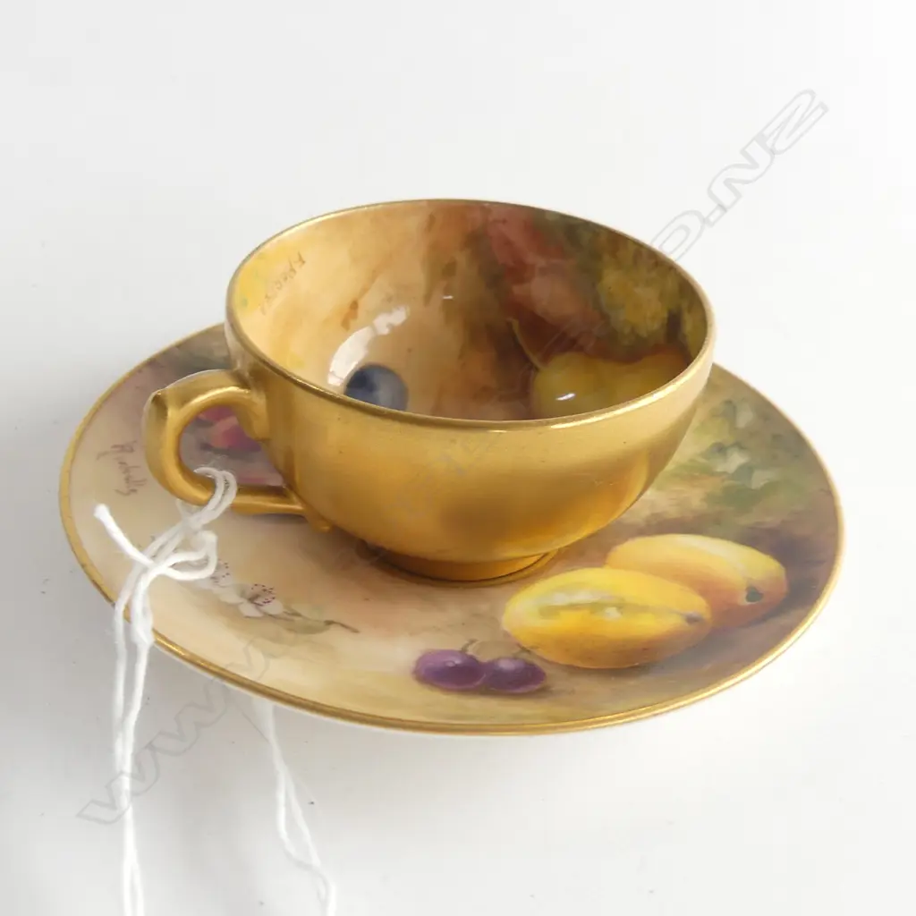 ROYAL WORCESTER SIGNED MINI CUP & SAUCER 100mm dia... Image 1++