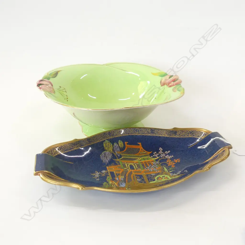 CARLTON WARE PAGODA PATTERN DISH (L 260MM) & ROYAL WINTON TIGER LILY BOWL (DIA 255MM) (20525) Image 1++