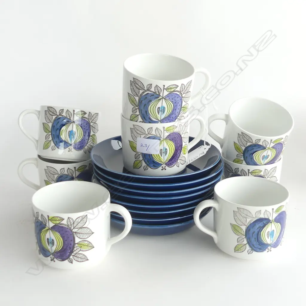 RORSTRAND SWEDISH 'EDEN' 16 PCE RETRO COFFEE SET; 8 C/S Image 1++
