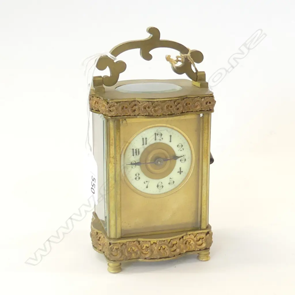 VINTAGE BRASS CARRIAGE CLOCK, WITH KEY H. 160MM Image 1++