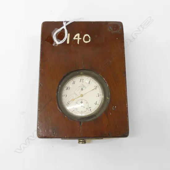 WOOD CASED MILITARY MARKED ZENITH POCKET WATCH, 20792