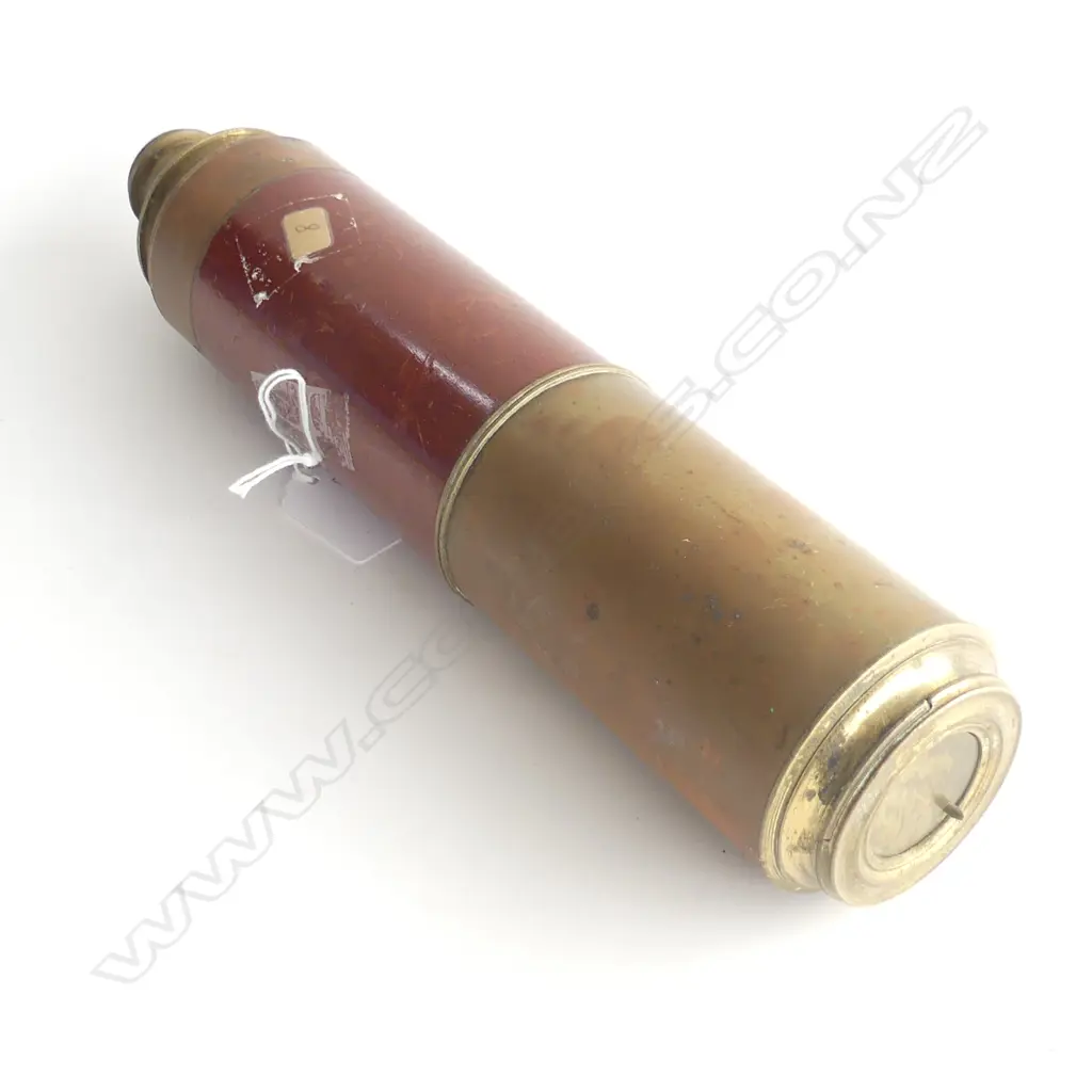 ANTIQUE 3 DRAW TELESCOPE; MAHOGANY & BRASS, DOLLAND LONDON DAY OR NIGHT L.295mm (AK21136) Image 1++