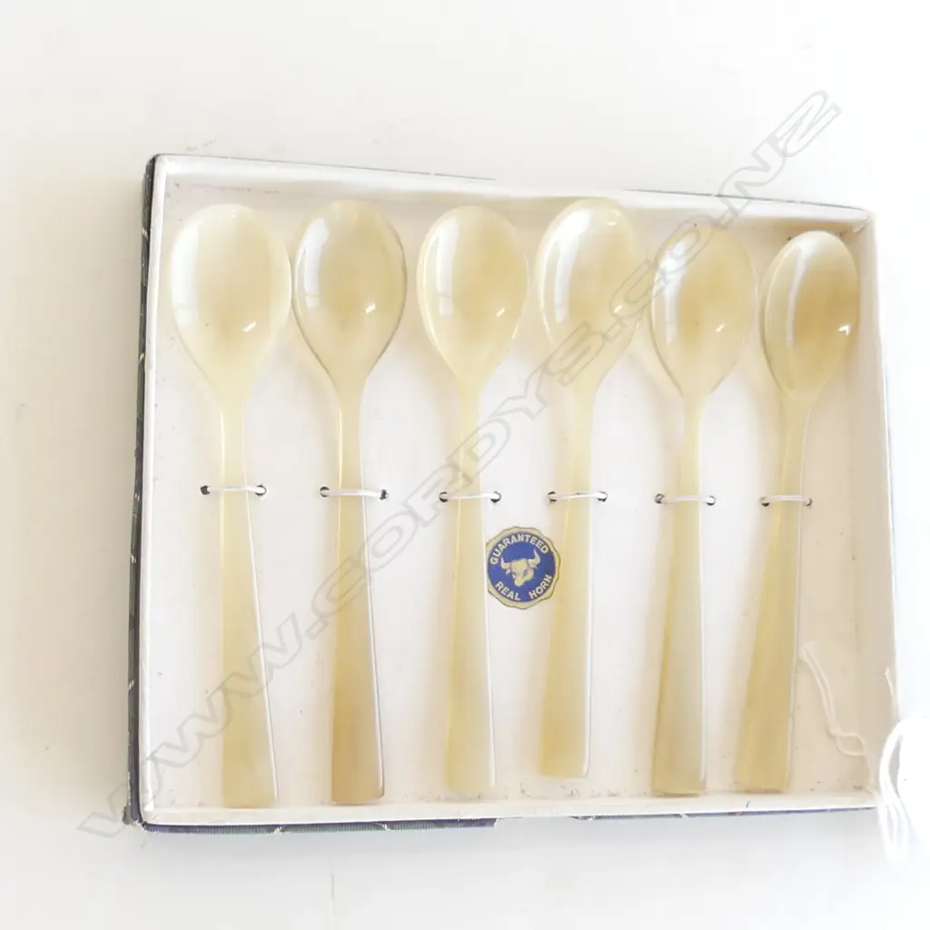 SET 6 SCOTTISH REAL HORN SPOONS, L 135MM Image 1++