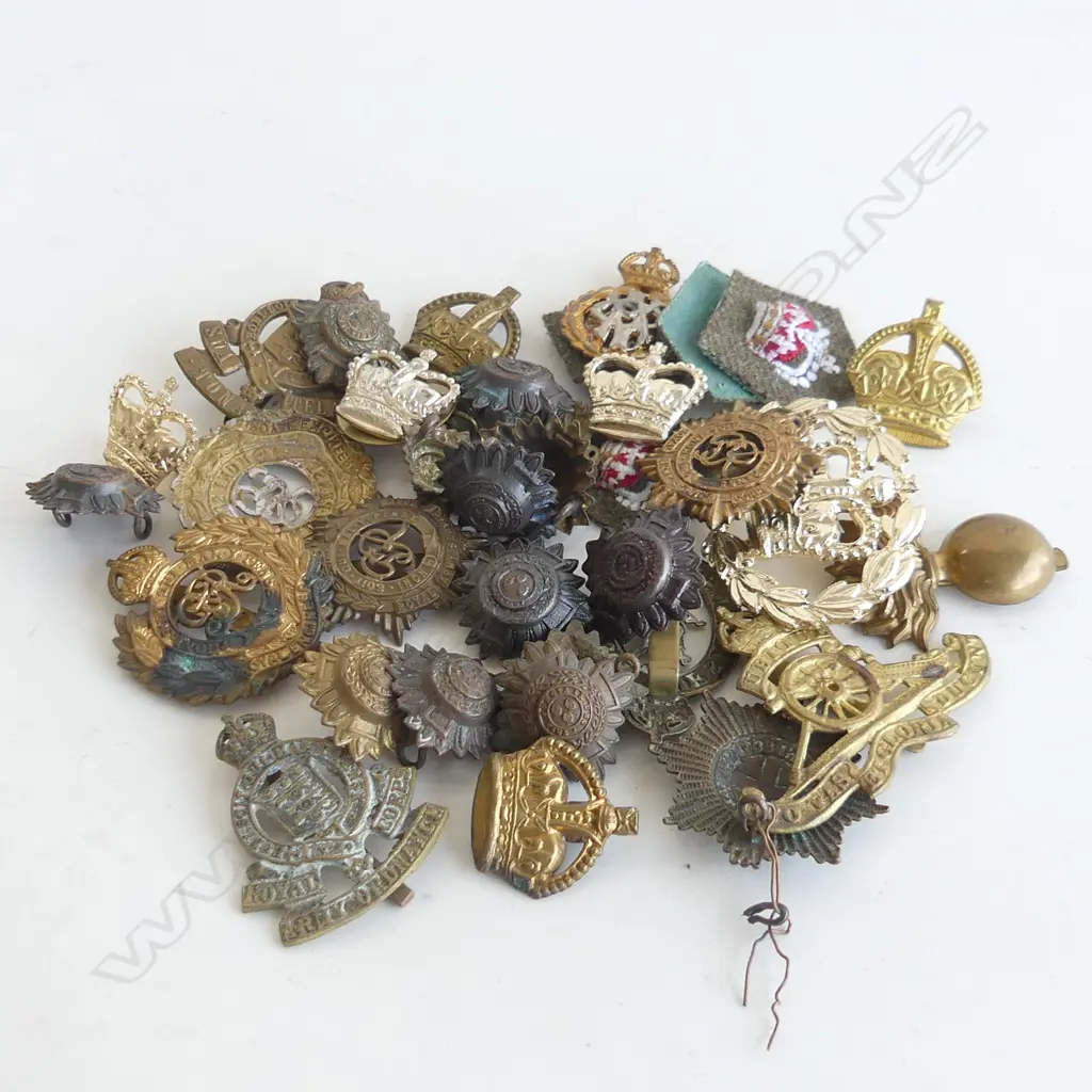BAG ASST. WWI MILITARY BADGES & BUTTONS ETC Image 1++