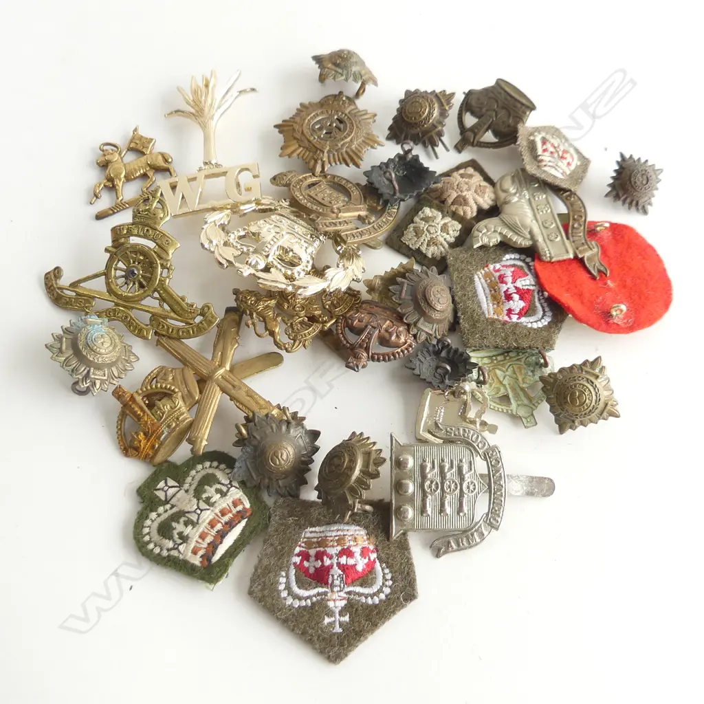 BAG ASST. WWI MILITARY BADGES & BUTTONS ETC Image 1++