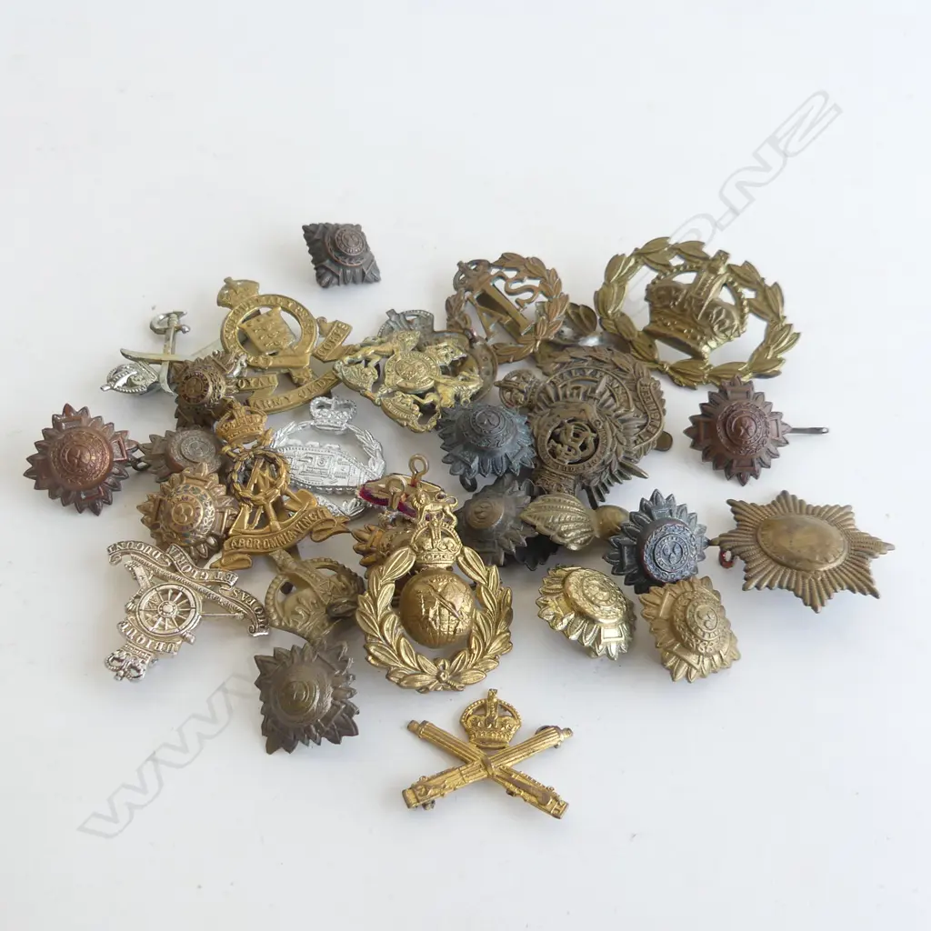BAG ASST. WWI MILITARY BADGES & BUTTONS ETC Image 1++