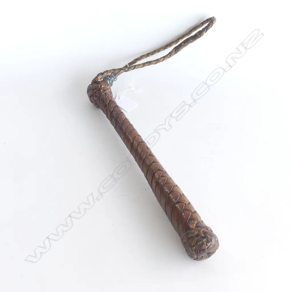 VINTAGE SAILOR'S COSH (BLACKJACK) BRAIDED LEATHER & LEAD WEIGHT L. 340MM ... Image 1++