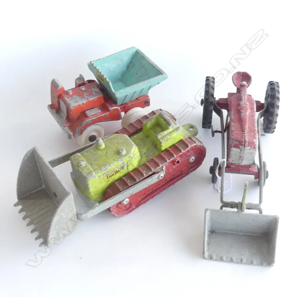 3 FUN HO VEHICLES; TRACTOR, TIPPER TRUCK + ONE OTHER  (L.370, 160, 240MM)  Image 1++