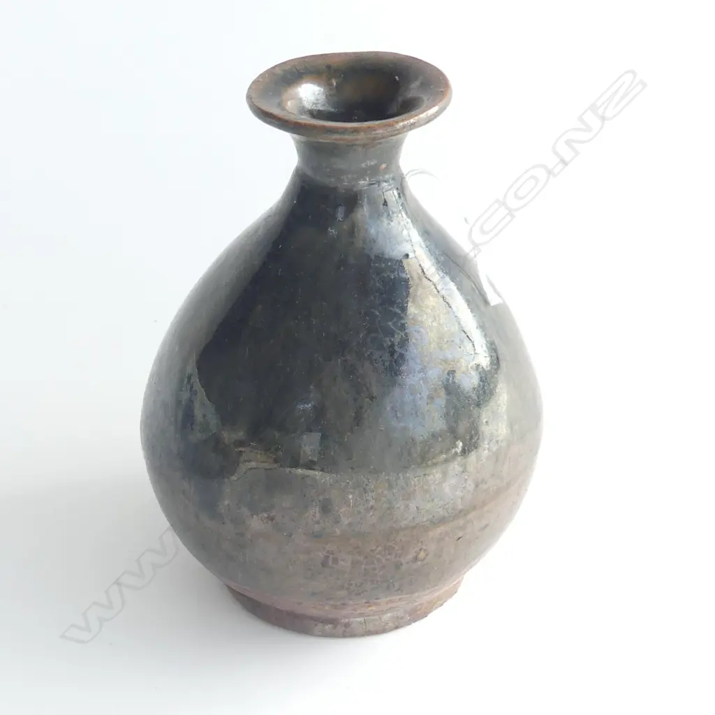 OLD CHINESE POTTERY VASE TENMOKU GLAZE 240mm Image 1++