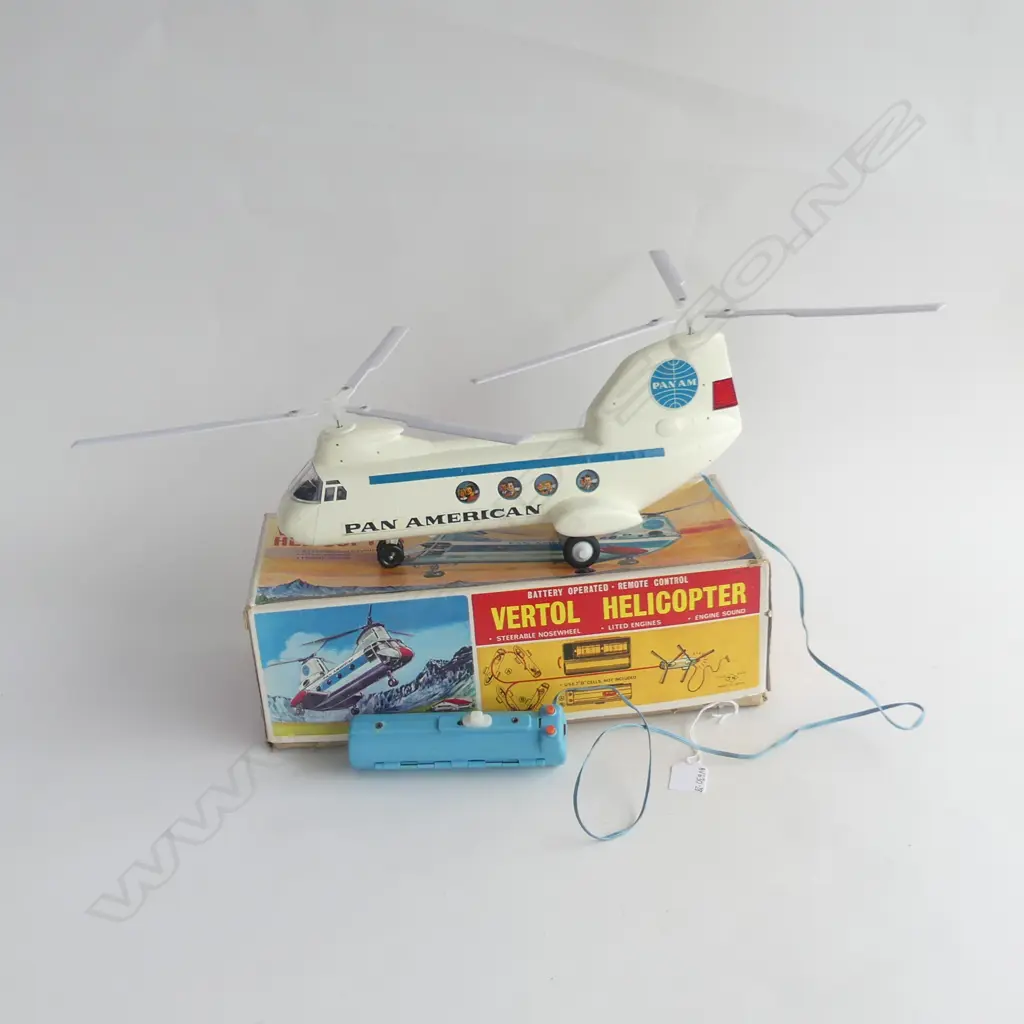 VINTAGE BATTERY OPERATED, REMOTE CONTROL VERTOL HELICOPTER, IN ORIGINAL BOX  Image 1++