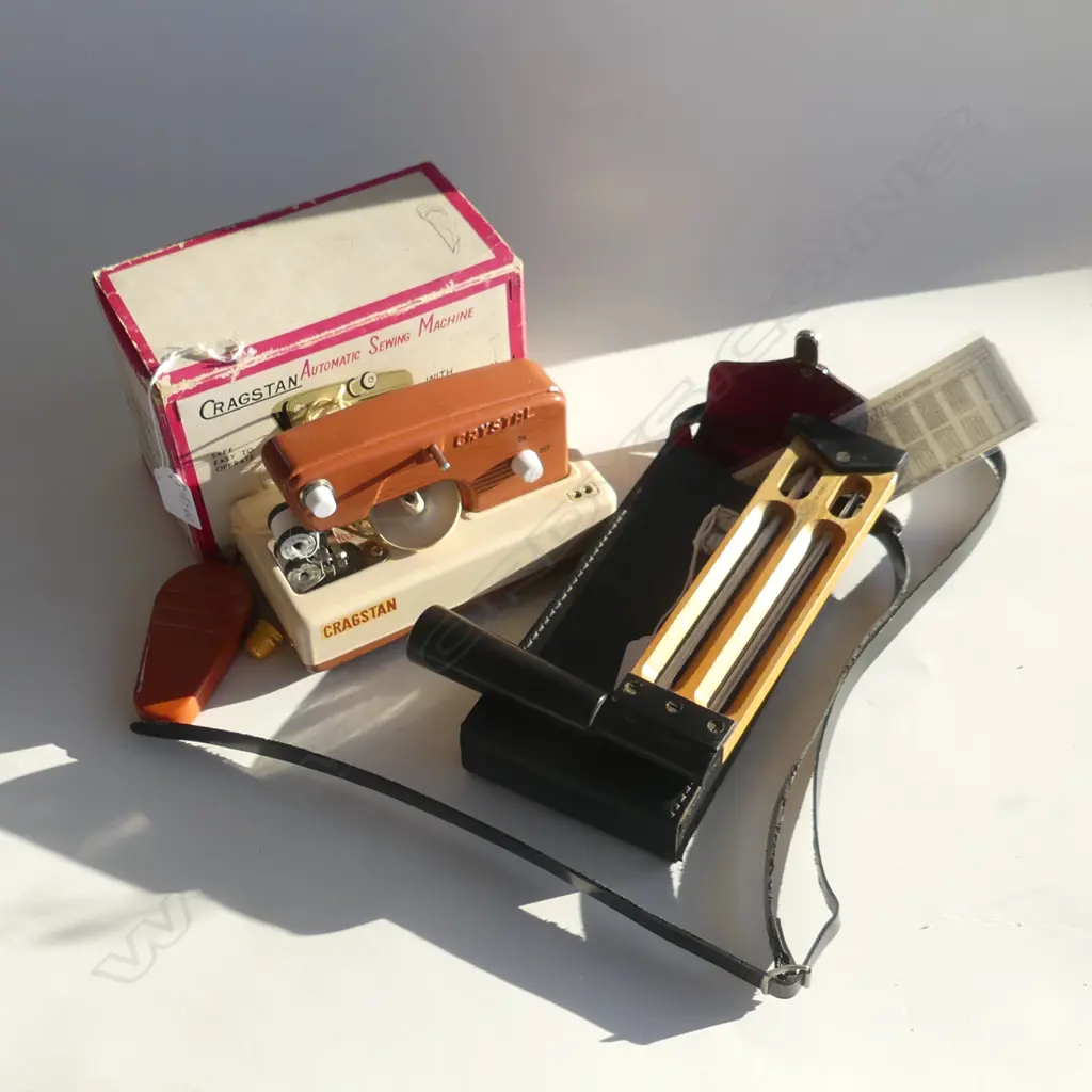 2 ITEMS. BOXED CRAGSTON CHILDS? SEWING MACHINE & A CASED  ' WHIRLING PSYCHROMETER' FOR DETERMINING RELATIVE HUMIDITY  Image 1++