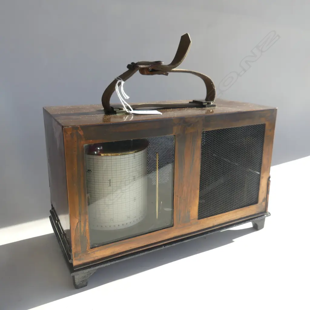 EARLY 19THC CASED ' SIMPLEX' THERMOGRAPH.  MADE BY J CASARTELLI & SON MANCHESTER. RD NUMBER FOR 1908. H 180MM. Image 1++
