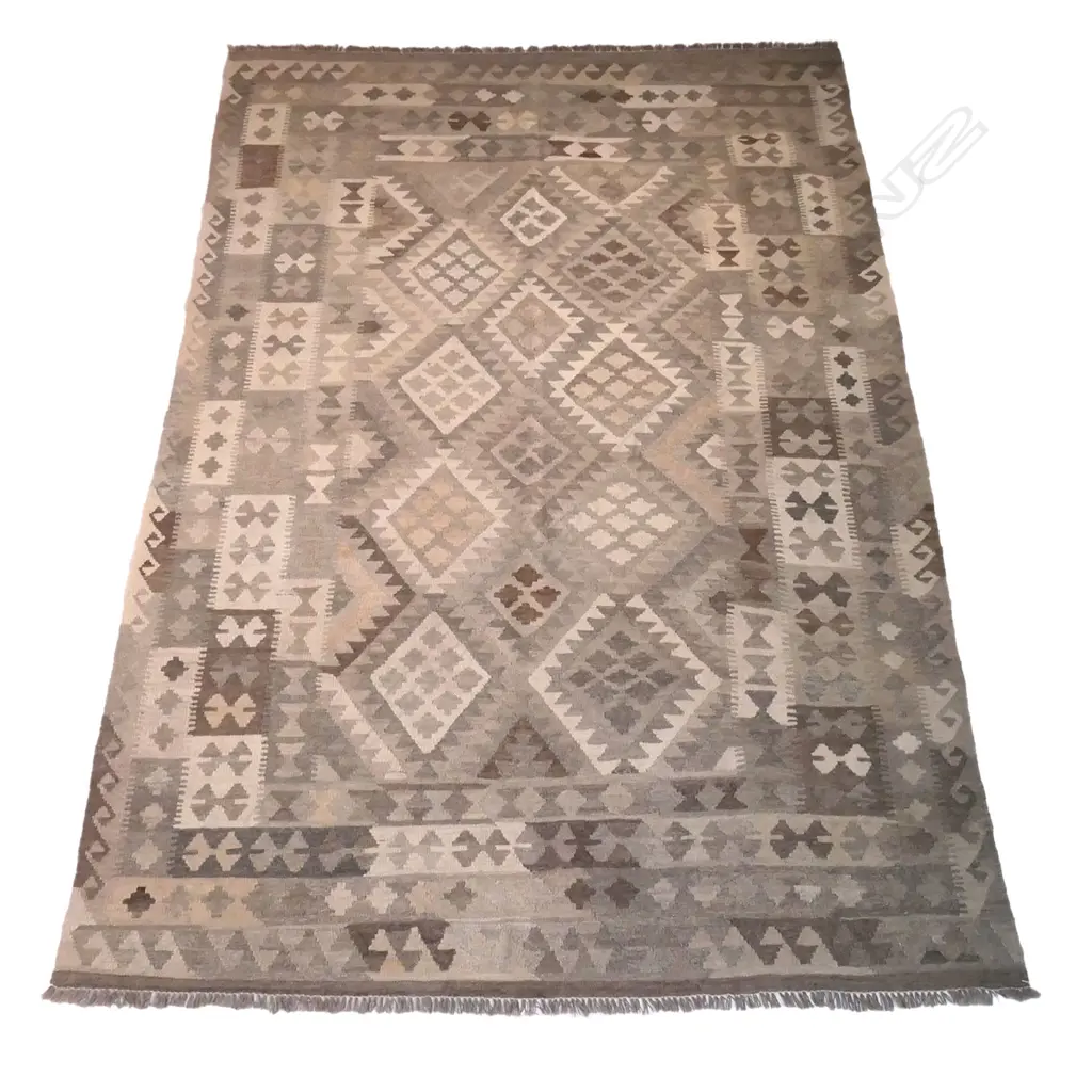 LG KILIM  CARPET, SLIT WEFT WOVEN, IN MUTED BROWN TONES, 3000 x 2030mm Image 1++