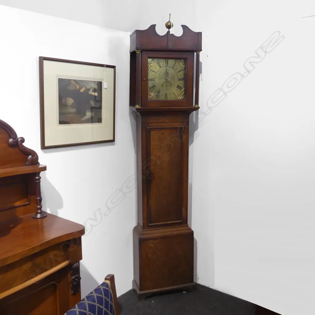18THC OAK LONGCASE CLOCK. BRASS DIAL .MAKER JOHN MASSEY (D.1823) OF SHROPSHIRE H.2100mm Image 1++