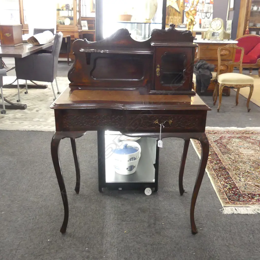 EDWARDIAN ANTIQUE WOODEN WRITING DESK L. 750MM Image 1++