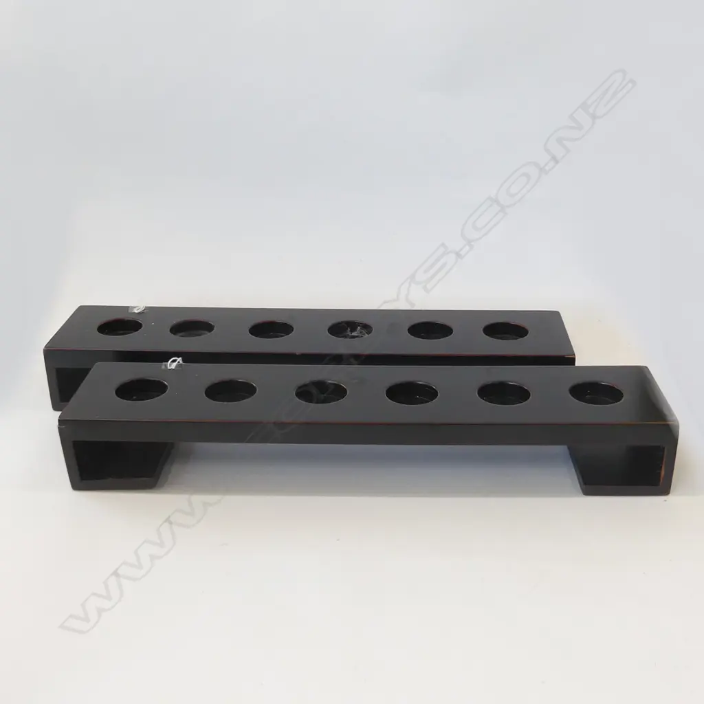 TWO JAPANESE WOODEN TABLE TEA-LIGHT HOLDERS Image 1++