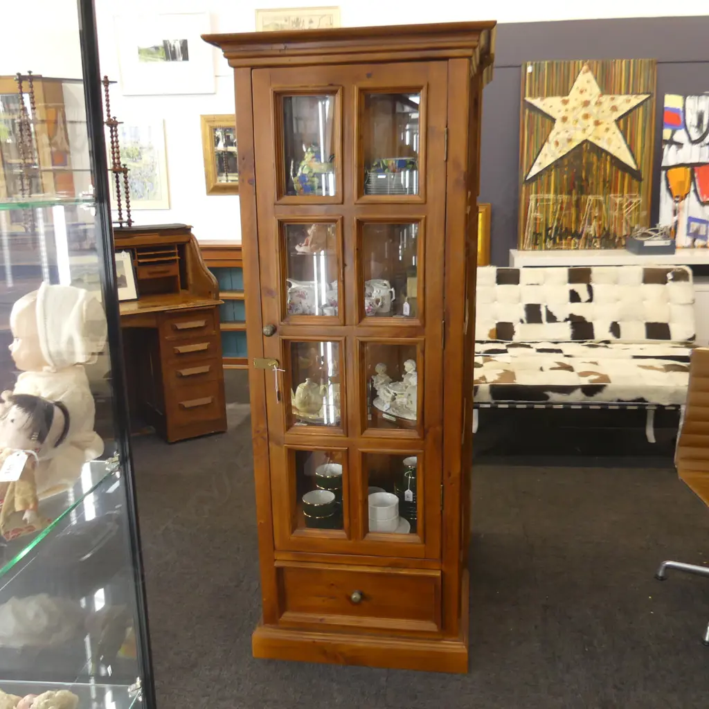 LARGE WOODEN & GLASS DISPLAY CABINET 600 X 400 X 1800MM Image 1++