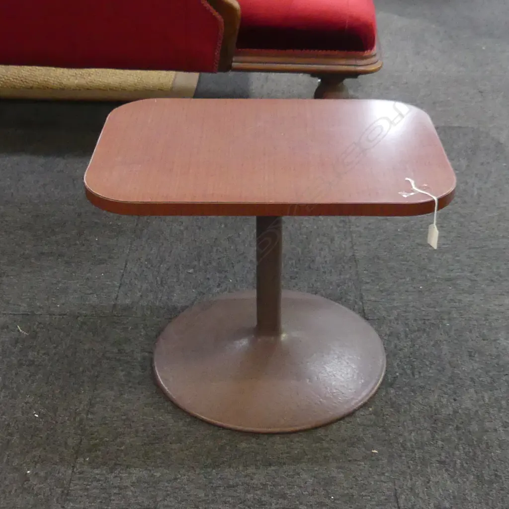 SM INDUSTRIAL STYLE LAMINATED COFFEE TABLE WITH METAL PEDESTAL BASE  560 X 410MM Image 1++