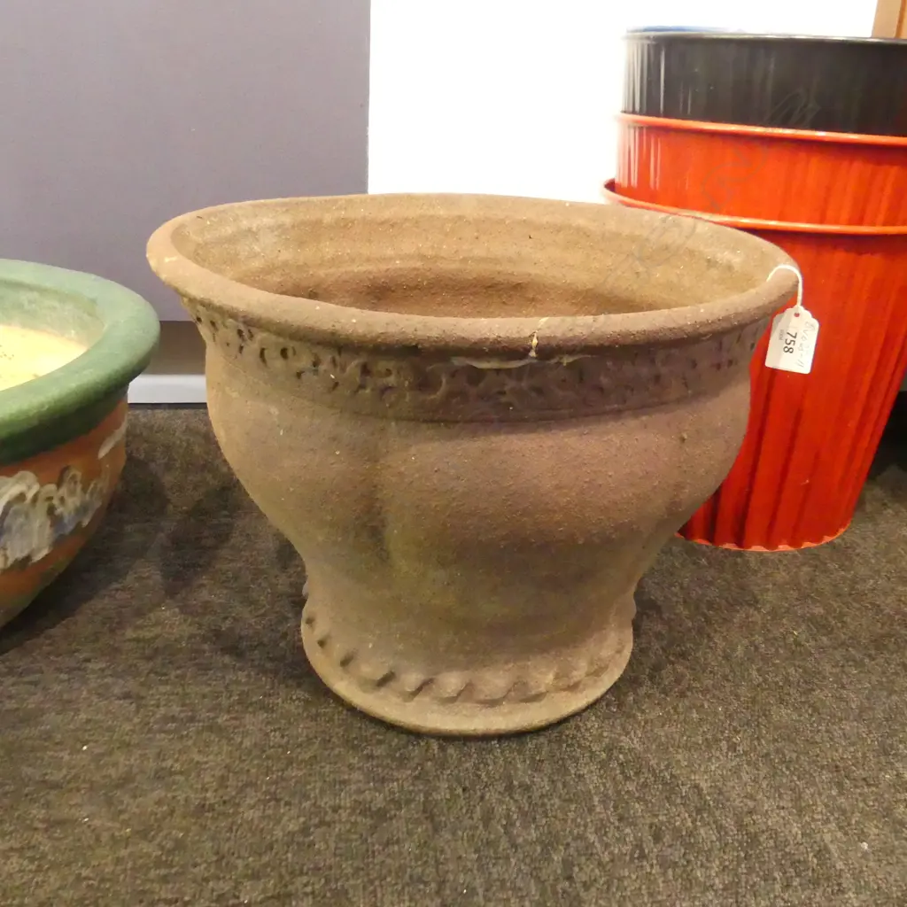 BARRY BRICKELL FLARED LOBED PLANTER H.290mm UNGLAZED REPAIR TO RIM Image 1++