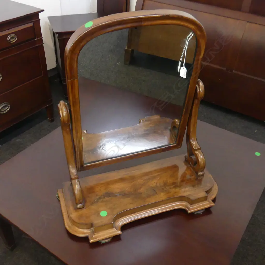 19THC MAHOGANY TOILET MIRROR Image 1++
