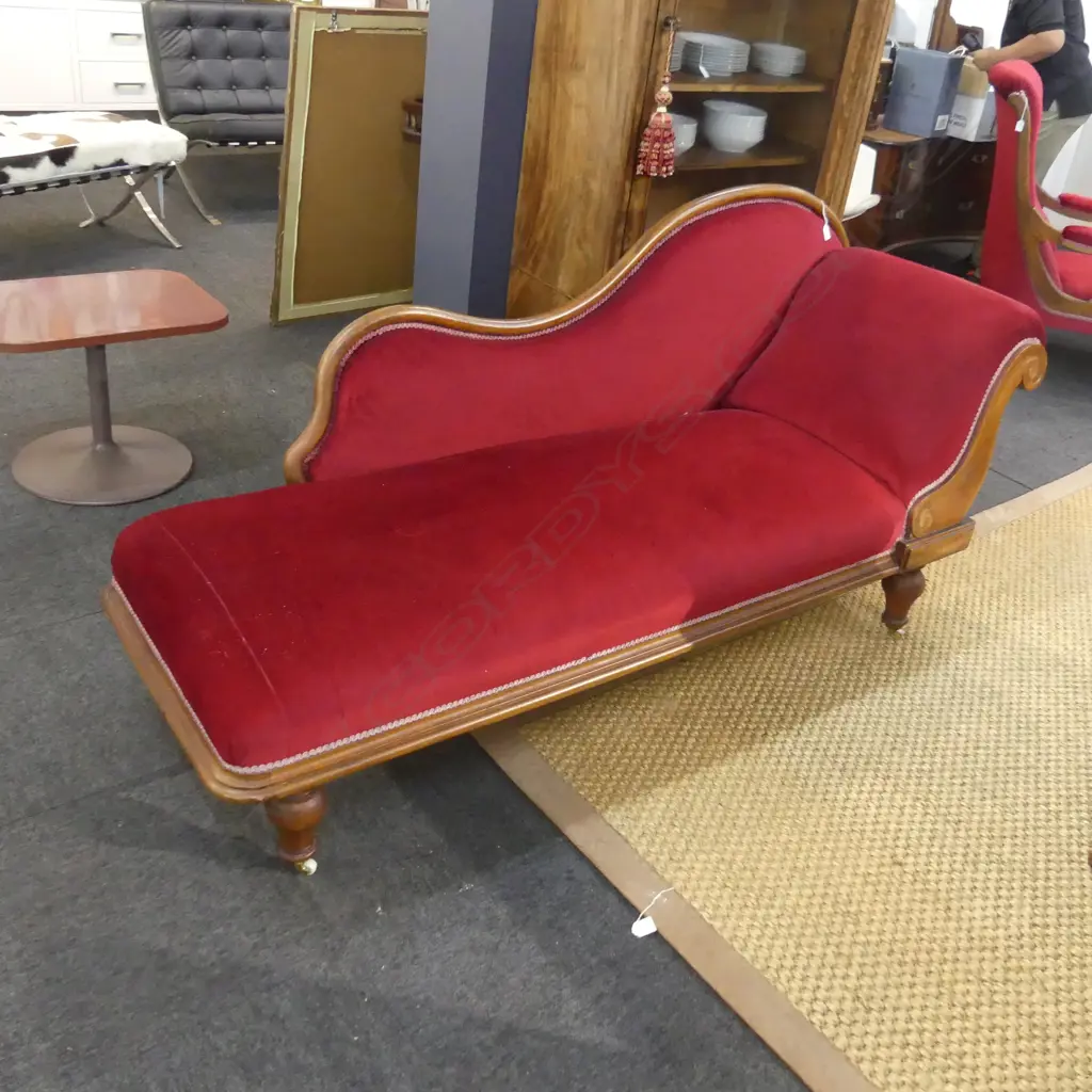 VICTORIAN MAHOGANY CHAISE LONGUE L.1900mm Image 1++