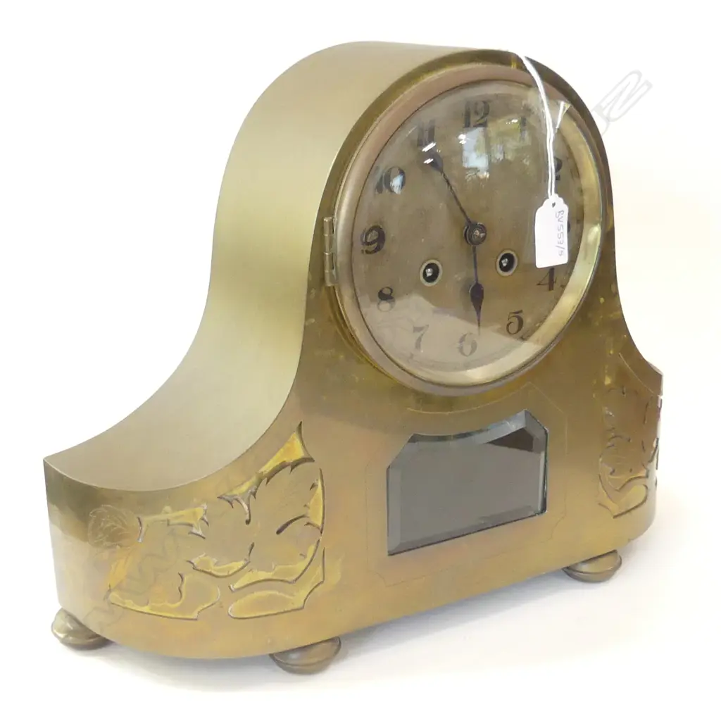 BRASS MANTEL CLOCK 40CM IN LENGTH Image 1++