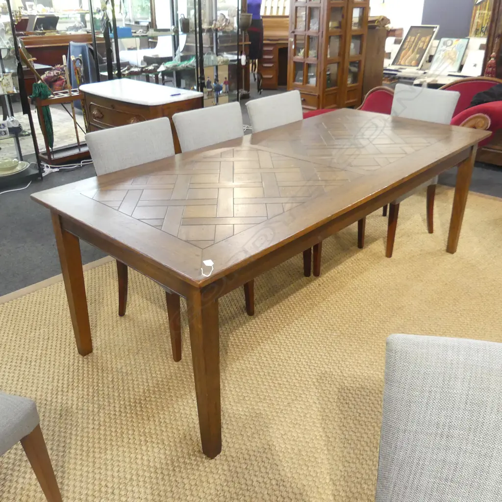 FRENCH STYLE PARQUET TOP DINING TABLE 2200 x 1000 x 760mm Image 1++
