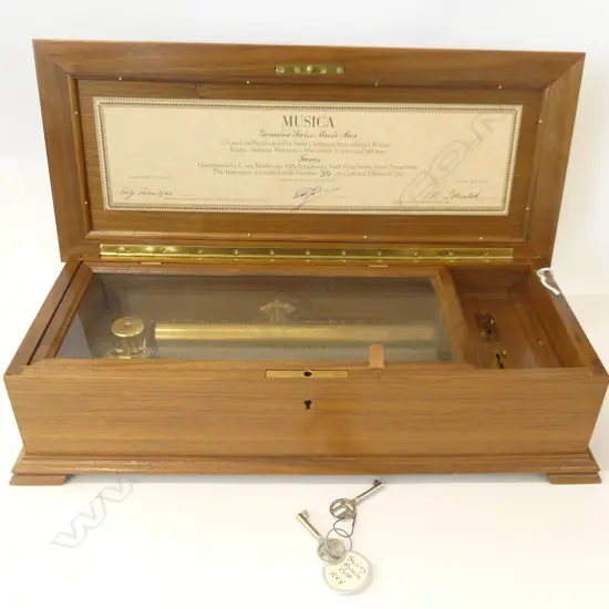 CARVED WOODEN SWISS MUSIC BOX 420 X 185MM